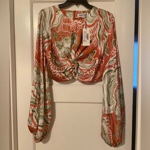Andrea Iyamah Women's Multicolor Printed Cropped Top in XL, NWT!